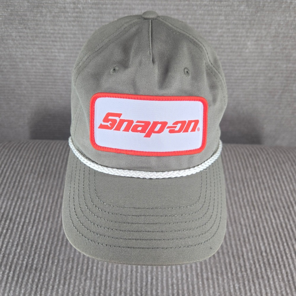Snap-on Mens OSFA Olive Green Rope Logo Patch Snapback Trucker Hat